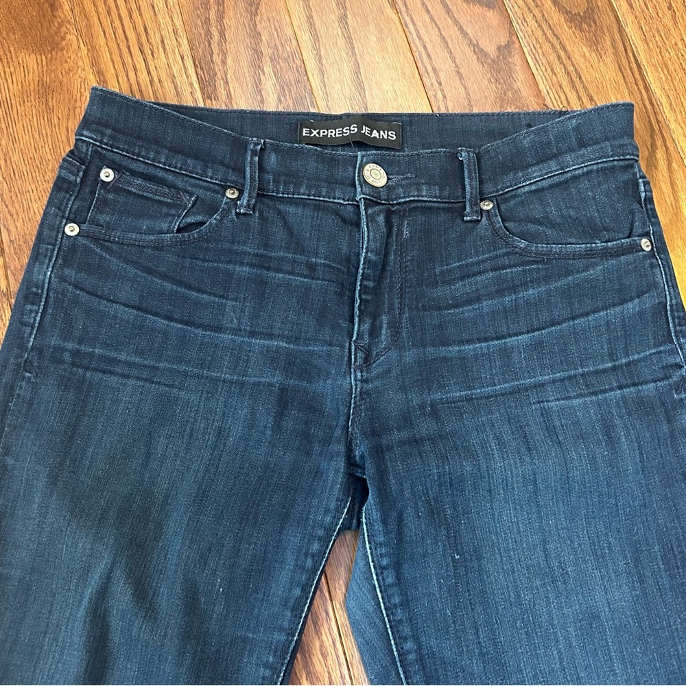 Express Jeans Mid Rise Dark Wash Skinny Jeans Size 8 - Picture 3 of 10